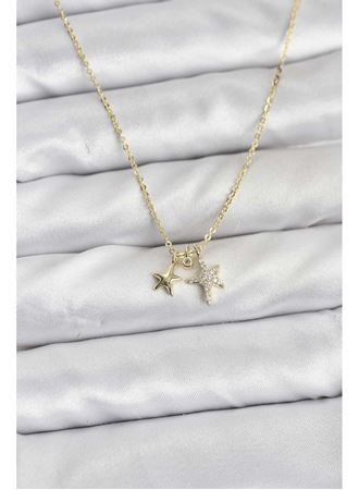 Pirinç Gold Renk Yıldız Minimal Kadın Kolye
