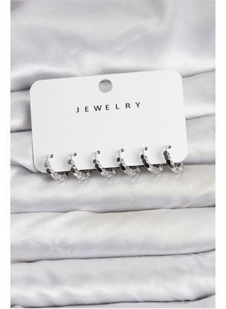 Gümüş Renk Pirinç Minimal Petek Detaylı Kadın Küpe Seti