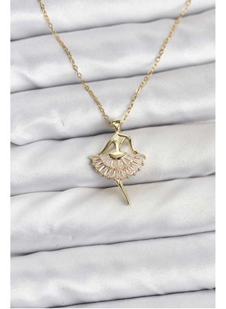 316L Çelik Zincir Gold Renk Balerin Model Kadın Kolye