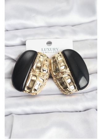 Siyah Renk Pirinç Vintage Kadın Küpe