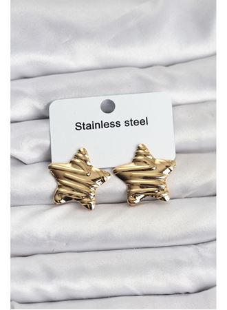 316L Çelik Gold Renk Yıldız Model Kadın Küpe