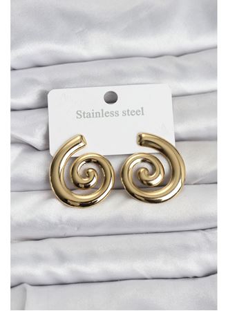 316L Çelik Gold Renk Sarmal Modelli Kadın Küpe