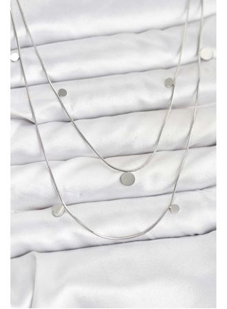 316L Çelik Zincir Gümüş Renk Pullu Kadın Kolye