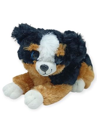 Sesli Peluş Yatan Köpek 25 cm - Siyah Kahve