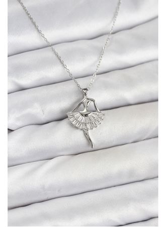 316L Çelik Gümüş Renk Balerin Model Kadın Kolye