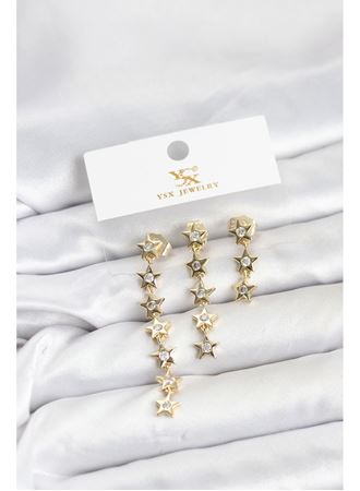 Pirinç Gold Renk Yıldız Model YSX Trio Küpe Seti