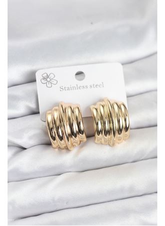 Vintage Model 316L Çelik Gold Renk Kadın Küpe