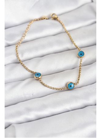 316L Çelik Gold Renkli Nazar Boncuk Model Kadın Bileklik