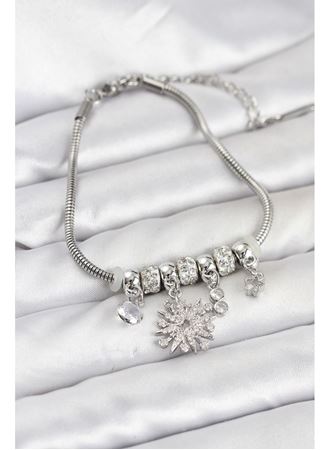 Kutup Yıldızı Model Charmlı Gümüş Renk Kadın Bileklik