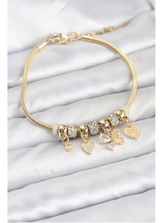 Kelebek Charmlı Gold Renk Kadın Bileklik