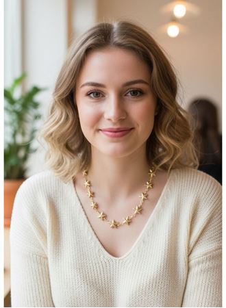 Yıldız Model Pirinç Gold Renk Kadın Kolye