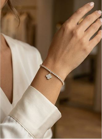 Yonca Model Zirkon Taşlı Gold Renk Asansörlü Su Yolu Bileklik