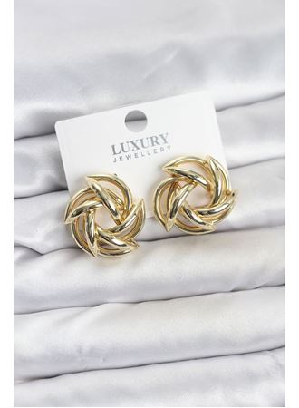 Gold Renk Pirinç Keskin Sarmal Model Kadın Küpe