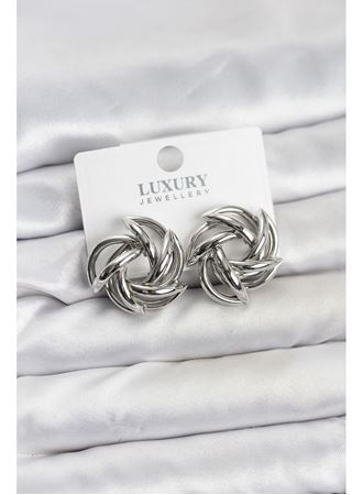 Gümüş Renk Pirinç Keskin Sarmal Model Kadın Küpe