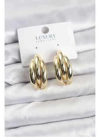 Gold Renk Pirinç Yarım Halka Model Kadın Küpe