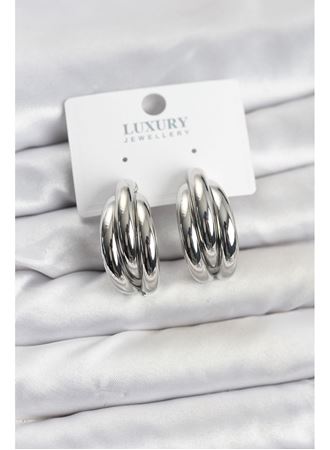 Gümüş Renk Pirinç Yarım Halka Model Kadın Küpe