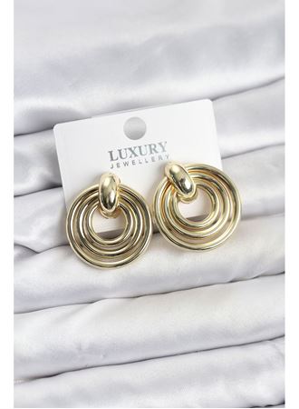 Gold Renk Pirinç Vintage Kadın Küpe