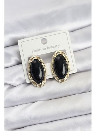 Siyah Badem Model Vintage Kadın Küpe