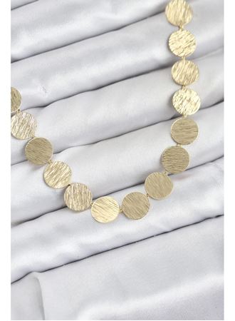 Yuvarlak Plaka Model Gold Renk Kadın Kolye
