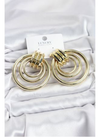Pirinç Gold Renk Halka Model Vintage Kadın Küpe
