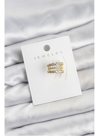 Gold Renk Zirkon Taşlı Pirinç Kıkırdak Earcuff Küpe