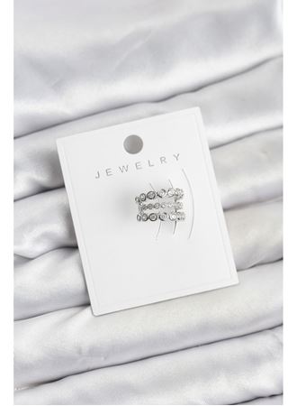 Gümüş Renk Zirkon Taşlı Pirinç Kıkırdak Earcuff Küpe