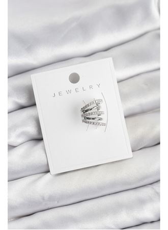 Gümüş Renk Pirinç Zirkon Taşlı Kıkırdak Earcuff Küpe