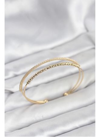 Dorika Model Pirinç Gold Renk Kadın Bileklik