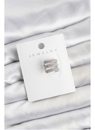 Pirinç Gümüş Renk Zirkon Taşlı Earcuff Kıkırdak Küpe