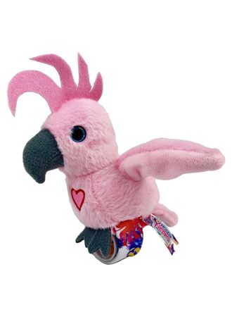 Peluş Ses Tekrarlı Hayvan Bileklik Aksesuar - Pembe Papağan