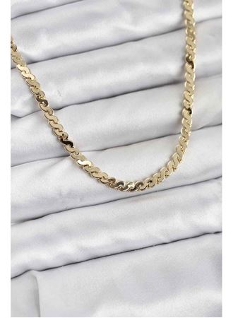 Pirinç Gold Renk Yassı Zincir Kadın Kolye