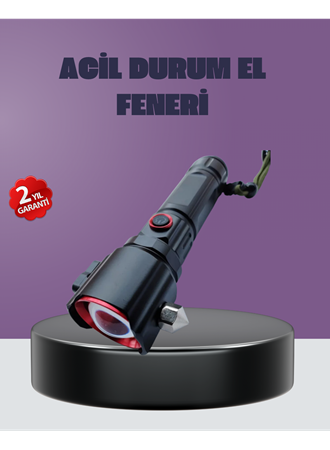 Güçlü Işıklı El Feneri Acil Durum Çekiç ve Pusula