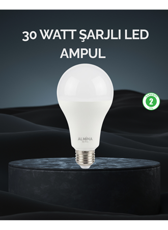 Şarjlı LED Ampul 30 Watt Soğuk Beyaz