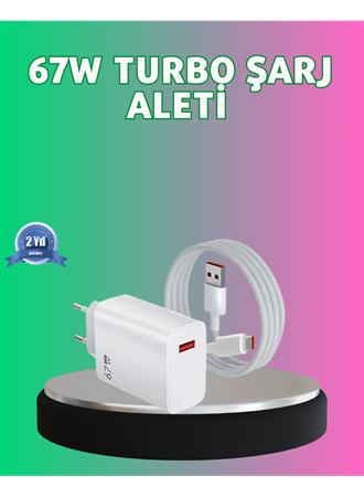 67 Watt Güçlü Turbo Şarj Aleti Samsung Note 10 Note 20 Uyumlu