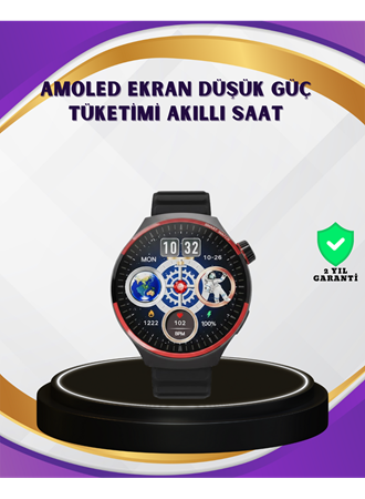 Dokunmatik Akıllı Saat Kablosuz Şarj AMOLED Ekran