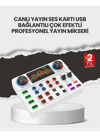 Çok Efektli Canlı Yayın Ses Mikseri USB ve Kablosuz Uyumlu