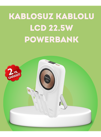 LCD Göstergeli Manyetik Powerbank Type C USB Girişli