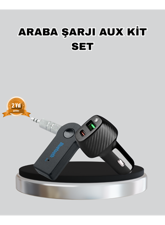 AUX Bluetooth Adaptör ve 38W Hızlı Araç Şarj Cihazı Seti