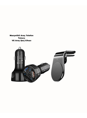 360° Döner Telefon Tutucu ve 55W Hızlı Araç Şarj Aksesuar Seti