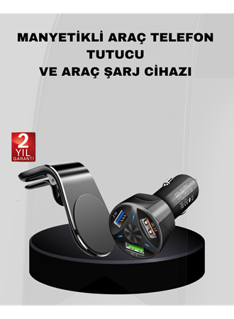 Araç İçi Telefon Tutucu + Quick Charge 3.0 Araç Şarj Cihazı Seti