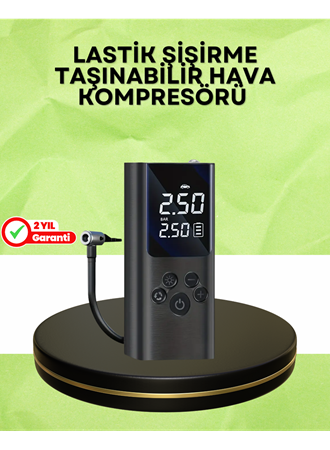 USB Şarjlı Taşınabilir Hava Kompresörü Dijital Ekranlı
