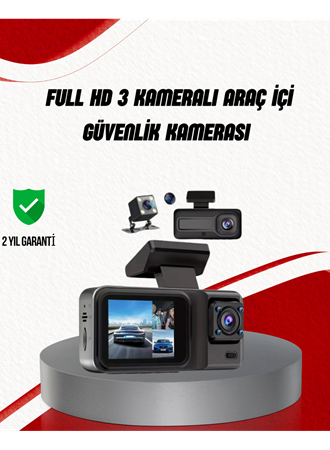Ön Arka ve İç Kamera DashCam 360° Kapsamlı Full HD Araç Güvenlik Sistemi