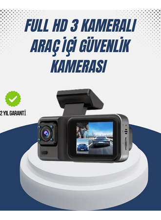 1080P Üç Kameralı Araç Kamerası Wi-Fi Destekli Park Modu ve G-Sensörlü