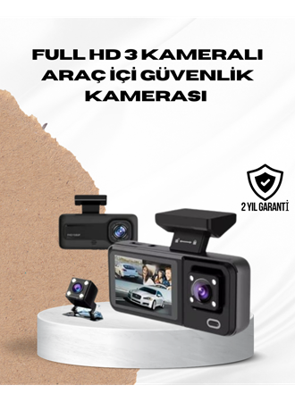 Wi-Fi Bağlantılı Full HD Araç Kamera Seti 3 Kameralı Park Koruma ve Döngü Kayıt