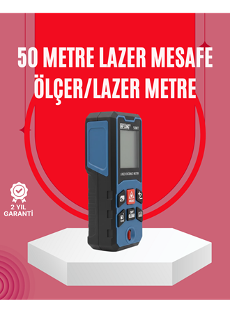 50 Metre Lazer Ölçüm Cihazı Alan ve Mesafe Hesaplama