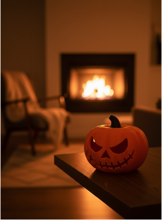 23×15 cm Korku Temalı Balkabağı Biblo Dekoratif Ev Ofis Süs Eşyası