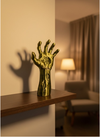 Sanatsal El Formu Heykel Altın Yeşil Tasarım Hediyelik Dekor