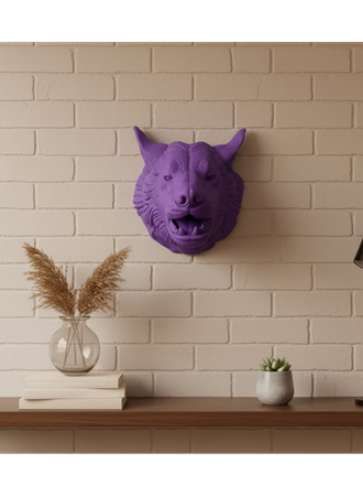 Özel Seri Mor Kurt Duvar Süsü Hediyelik Dekoratif Asılabilir Heykel