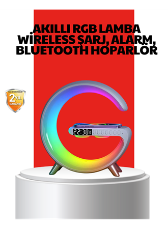 Kablosuz Şarjlı Atmosfer Lambası Bluetooth Hoparlör ve Akıllı Alarm Özellikli