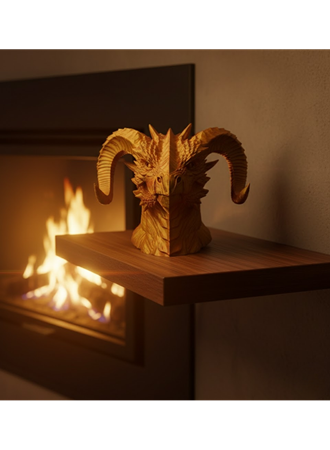 Asil Tasarım Gold–Red Ejderha Heykeli Hediyelik Fantastik Dekor